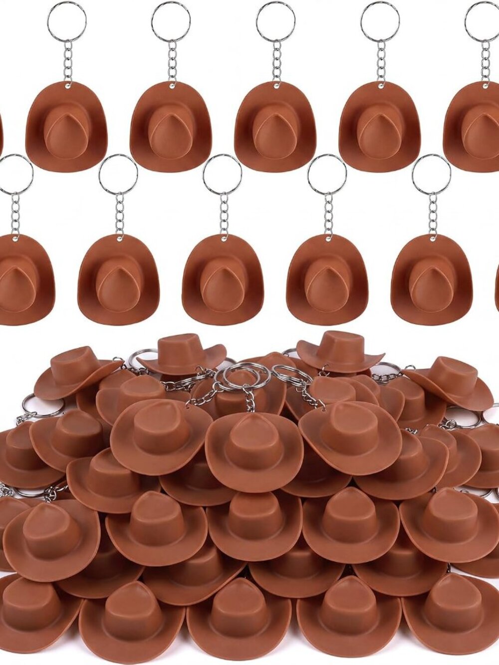 Brown 12 Pcs Mini Cowboy Hat Keychain, Western Party Decor